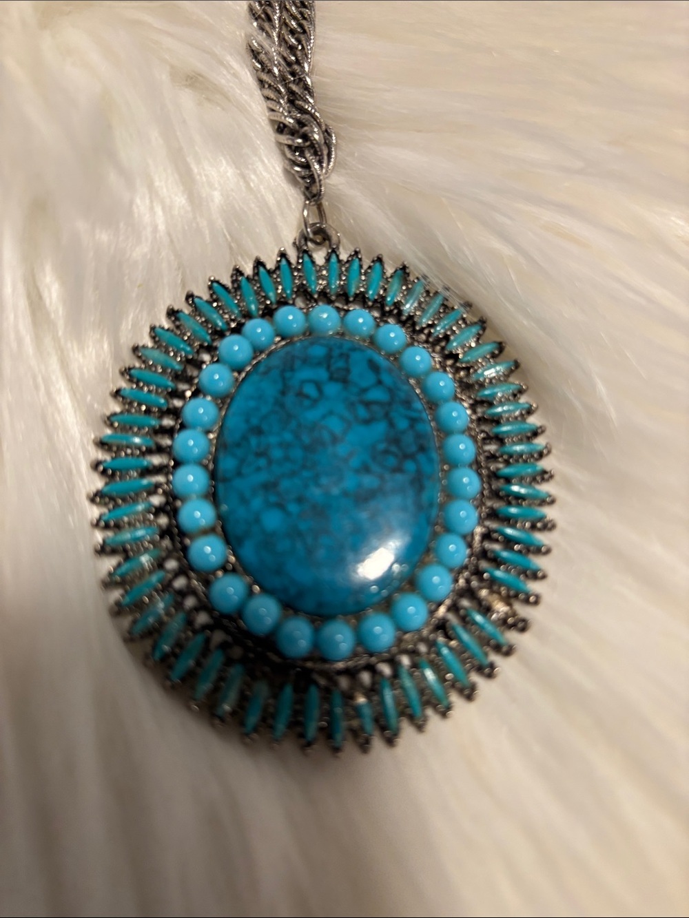 JJ Jonette 
Turquoise Statement Pendant Necklace - Blue Silver-Tone - Picture 4 of 5